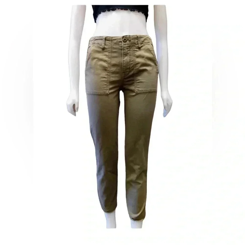 Velvet By Graham & Spencer Khaki Green Raw Hem Straight Leg Size 4